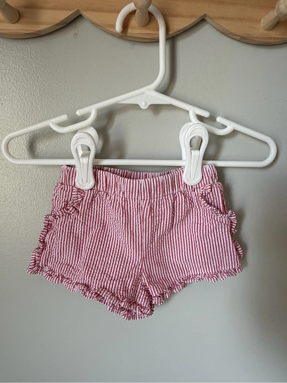 Starting Out Girls 6M 2pc Red/White Striped Ruffle Top & Shorts Cotton Set
